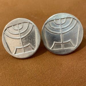 CUFF LINKS MENORAH MADE FROM ISRAEL RARE SILVER 5 LIRA PROOF COIN 1958